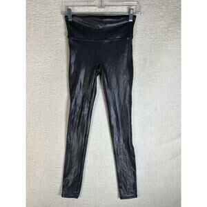 Spanx Leggings Womens Small 28x27 Black Faux Leather Textured Yoga Athletic